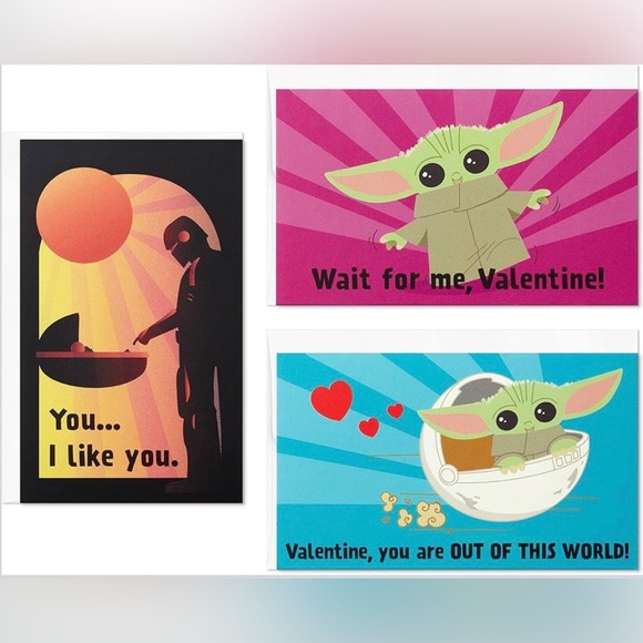 Hallmark Other - Hallmark Baby Yoda Valentine Cards, Foldable, Pack of 18 - NEW